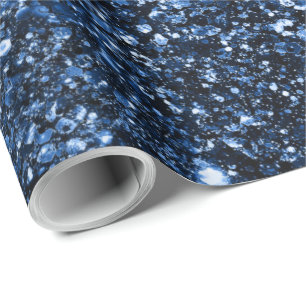 Elegant Navy Blauwe Glitter Glans Blinkende Kerstm Cadeaupapier