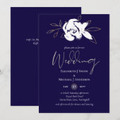 Elegant Navy Blauwe Witte Gouden Bruiloft (Voorkant / Achterkant)