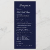 Elegant Navy Blauwe & Zilveren Script Trouwprogram Programma (Achterkant)