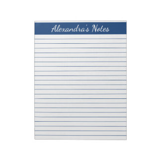 Elegant Navy Blue 8.5x11 Letter-formaat aangepast Notitieblok