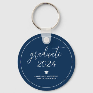 Elegant Navy Blue Afstuderen 2024 Afstuderen Sleutelhanger