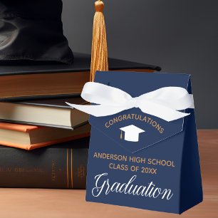 Elegant Navy Blue Afstuderen Custom 2022 Party Bedankdoosjes