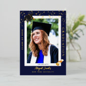 Elegant Navy Blue Afstuderen Foto Aankondiging (Staand Voorkant)