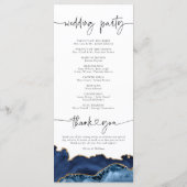 Elegant Navy Blue and Gold Agate Wedding Programme Menu (Achterkant)