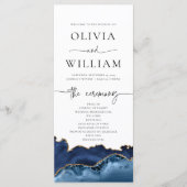 Elegant Navy Blue and Gold Agate Wedding Programme Menu (Voorkant)