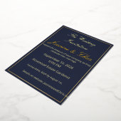 Elegant Navy Blue and Gold Foil Wedding Invitation (Rotation)