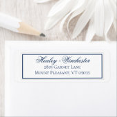 Elegant Navy Blue and White Wedding Address Label (Insitu)