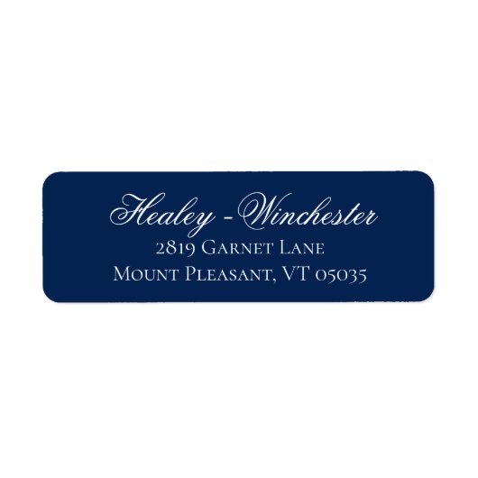 Elegant Navy Blue and White Wedding Address Label (Voorkant)