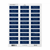 Elegant Navy Blue and White Wedding Address Label (Full Sheet)