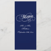 Elegant Navy Blue and White Wedding Menu Sjablonen (Achterkant)