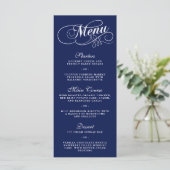 Elegant Navy Blue and White Wedding Menu Sjablonen (Staand voorkant)