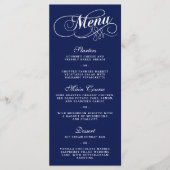 Elegant Navy Blue and White Wedding Menu Sjablonen (Voorkant)