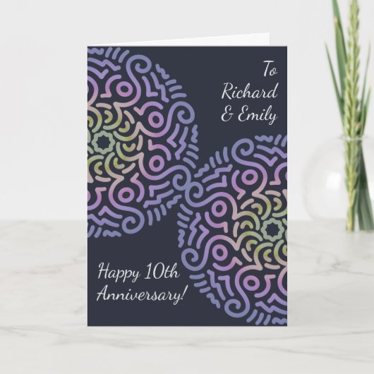 Elegant Navy Blue Boho Mandala Bruiloft Jubileum Kaart (Voorkant)