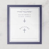 Elegant Navy Blue Boy First Communion (Buitenkant ongevouwen)