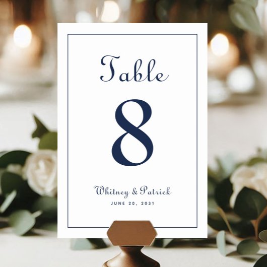 Elegant Navy Blue Bruiloft Receptie Tafel Formeel Kaart