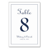 Elegant Navy Blue Bruiloft Receptie Tafel Formeel Kaart (Voorkant)