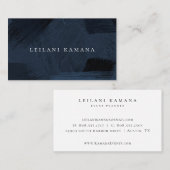 Elegant Navy Blue Brush Texture Visitekaartje (Voorkant / Achterkant)
