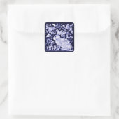 Elegant Navy Blue Bunny Rabbit Birds Easter Delft Vierkante Sticker (Tas)
