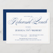 Elegant Navy Blue Calligraphy Rehearsal Lunch Kaart (Voorkant / Achterkant)