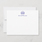 Elegant Navy Blue Circle Two Monogram Initiaal Notitiekaartje (Voorkant)