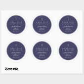 Elegant Navy Blue Cross Boy First Communion  Ronde Sticker (Vel)