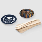 Elegant Navy Blue Custom Afstudeerder Jaar Laurel  Handwaaier (Niet-gemonteerd)