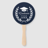 Elegant Navy Blue Custom Afstudeerder Jaar Laurel  Handwaaier (Voorkant)
