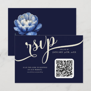 Elegant Navy Blue en Cream Tulip Bruiloft RSVP Kaartje