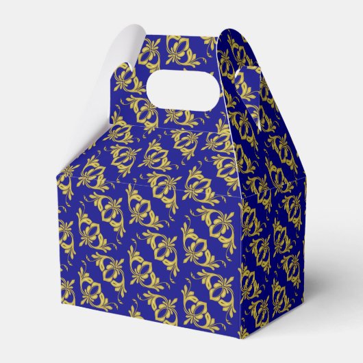 Elegant Navy Blue en Faux Gold Bedankdoosjes (Voorkant Zijde)