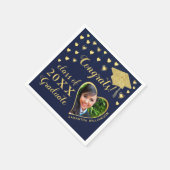 Elegant Navy Blue en Gold 2025 Afstuderen Servet (Hoek)