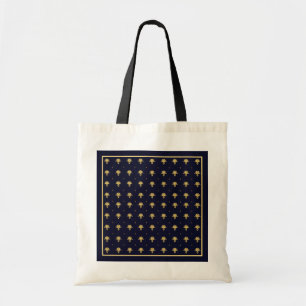 Elegant Navy Blue en Gold Damask Tote Bag