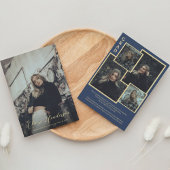 Elegant Navy Blue en Gold Photo Afstuderen Aankondiging