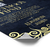 Elegant Navy Blue en Gold QR Code Honeymoon Fund Poster (Hoek)