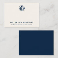 Elegant Navy Blue en Ivoor Legal Logo Note Kaart