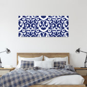 Elegant Navy Blue en White Canvas Wall Art (Insitu (Slaapkamer))