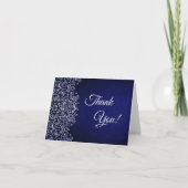 Elegant Navy Blue en White Damask Bedankkaart (Voorkant)