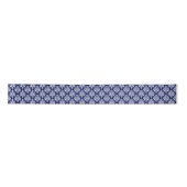 Elegant Navy Blue en White Damask Pattern Lint (Voorkant)