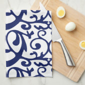 Elegant Navy Blue en White Pattern Kitchen Towels Theedoek (Quarter Fold)