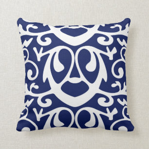 Elegant Navy Blue en White Sierkussen