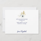 Elegant Navy Blue Floral Bat Mitzvah Bedankkaart (Achterkant)