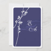 Elegant Navy Blue Floral Branch Wedding Kaart (Achterkant)