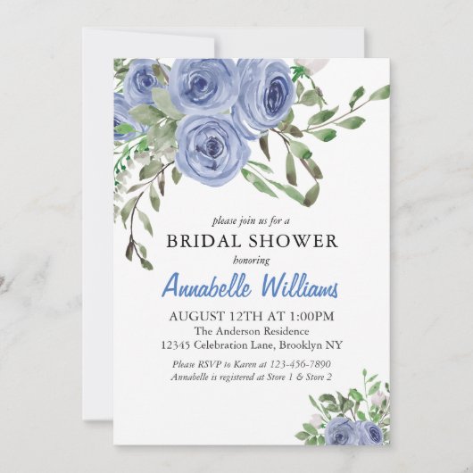 Elegant Navy Blue Floral Waterverf Vrijgezellenfee Kaart (Voorkant)