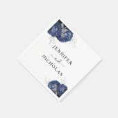 Elegant Navy Blue Floral Wedding Servet (Hoek)