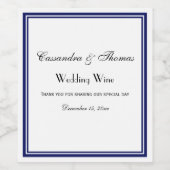 Elegant Navy Blue Framed H Wine Flacon Label Wijn Etiket (Enkel label)