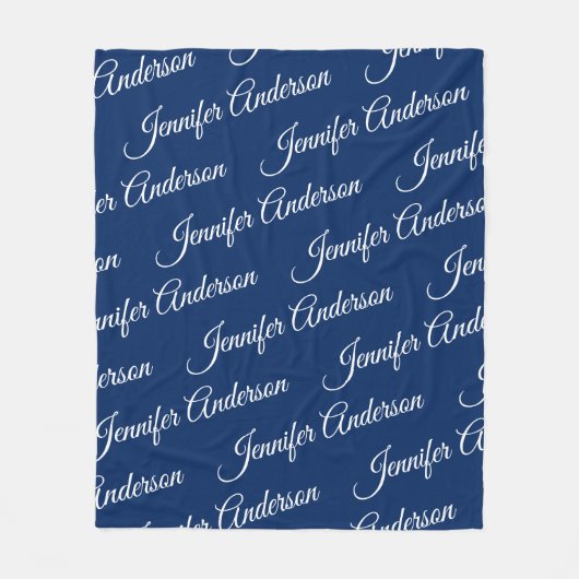 Elegant Navy Blue Gift Repetable Name Script Fleece Deken (Voorkant)