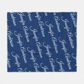Elegant Navy Blue Gift Repetable Name Script Fleece Deken (Voorkant (Horizontaal))