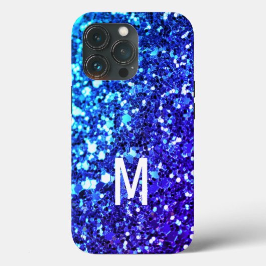 Elegant Navy Blue Glitter Custom monogrammed Naam Case-Mate iPhone Case (Achterkant)