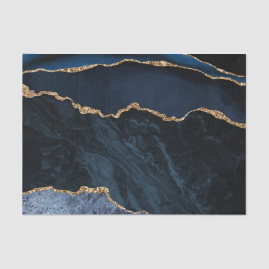 Elegant Navy Blue Glitter Marble Tissuepapier (Voorkant)