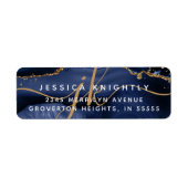 Elegant Navy Blue Glitter Monogram Initialen Etiket (Voorkant)