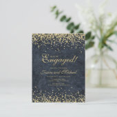 Elegant Navy Blue Glitter Wedding Verloving Kaart (Staand voorkant)